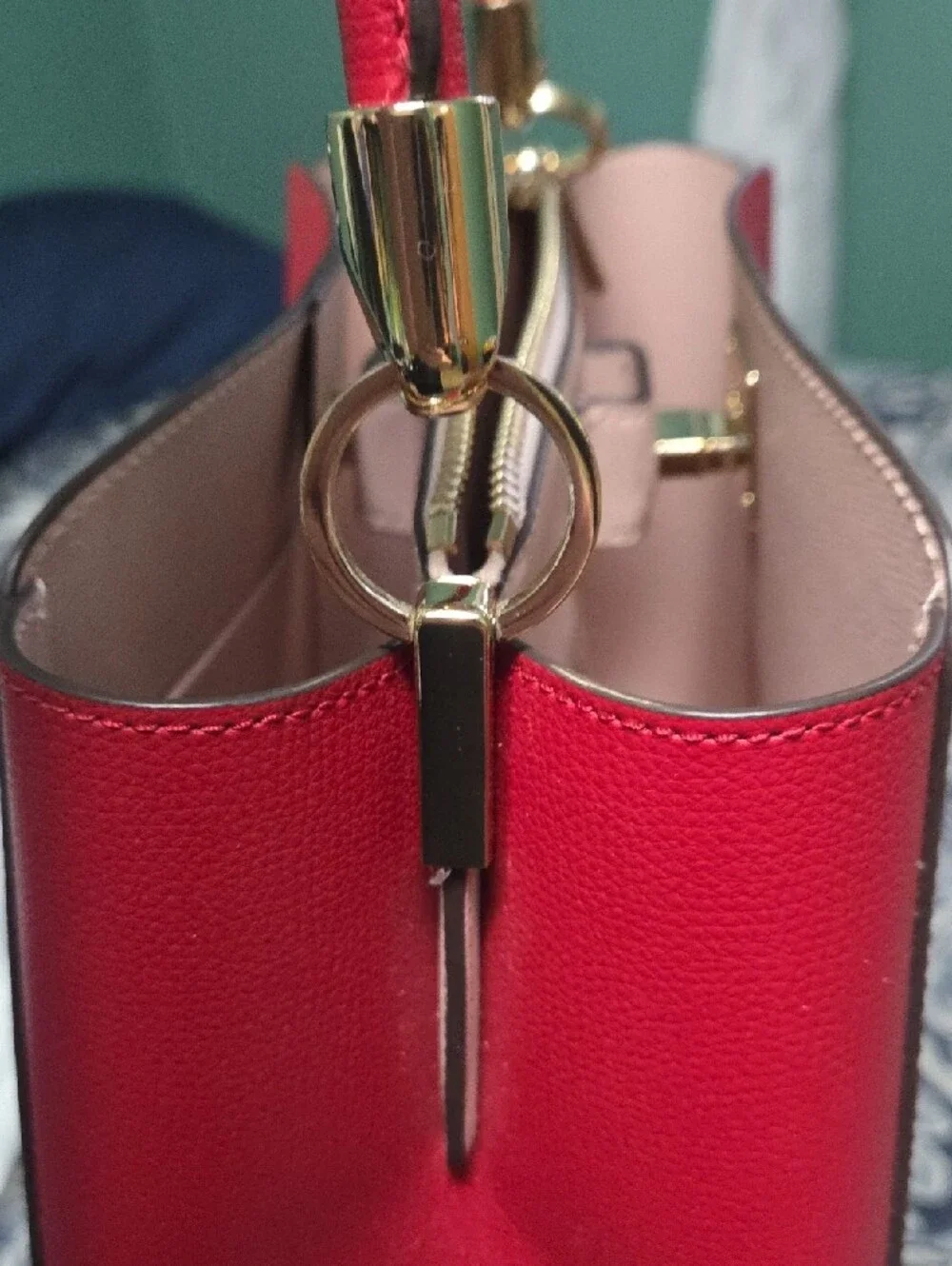 kate spade Red Structured Top-Handle Satchel with Gold Hardware